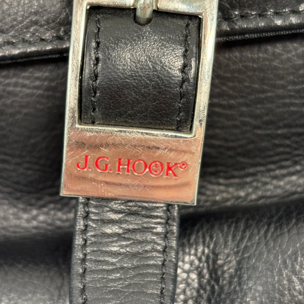 J.G. Hook Womens Mini‎ Backpack Small Black Pebbled Leather Buckle Flap Strap