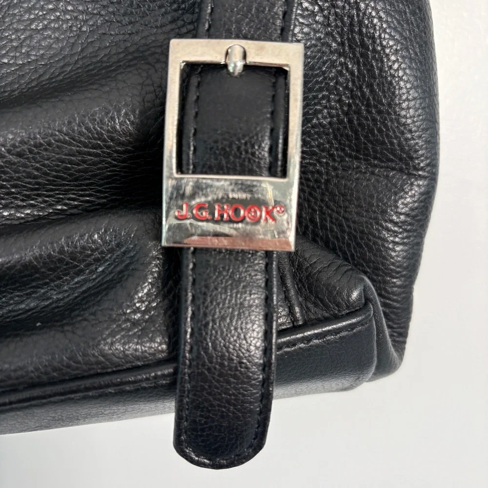 J.G. Hook Womens Mini‎ Backpack Small Black Pebbled Leather Buckle Flap Strap