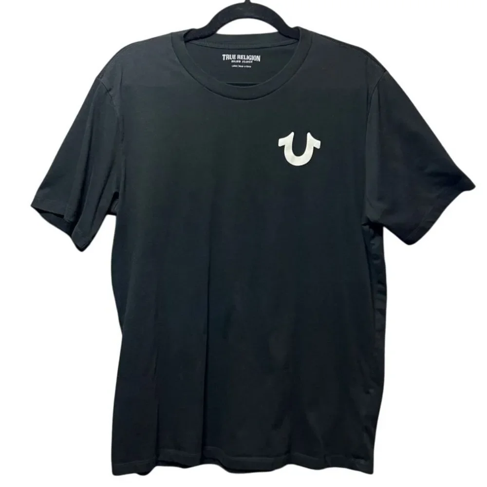 True Religion T Shirt Black Large Cotton Basic Logo Graphic‎ Casual Streetwear
