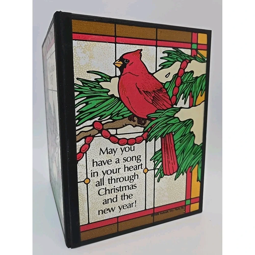 Vintage 1978 Seriglass by Yorkraft #1218 Stained Glass Bi-Fold‎ Birds Cardinal