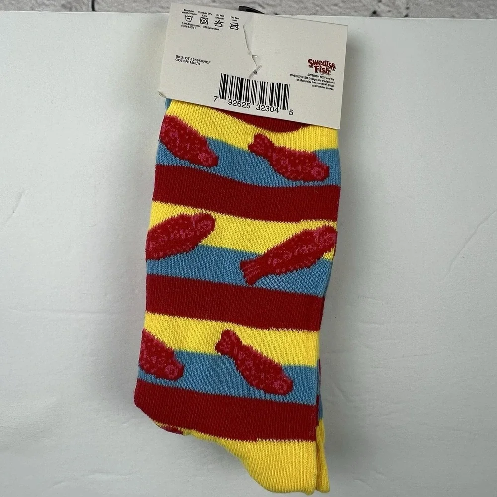 NEW Crazy Socks Swedish Fish‎ Men Shoe Size 6-12 Crew Cut Novelty Socks 1 Pair