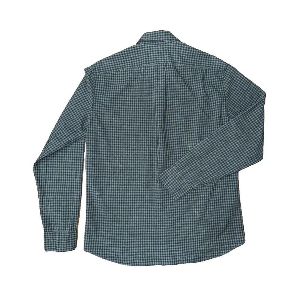J.Crew Mens Green Navy Gingham Button Down Shirt Cotton Long Sleeve Casual L