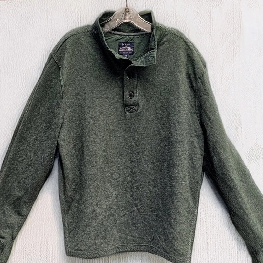J.Crew Mens Mockneck Sweatshirt Medium  Hunter Green
