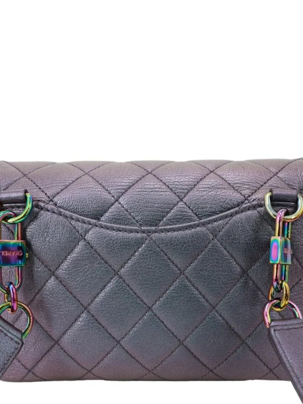 Chanel Double Carry Waist Flap Small Iridescent Quilted Goatskin Chain Shoulder