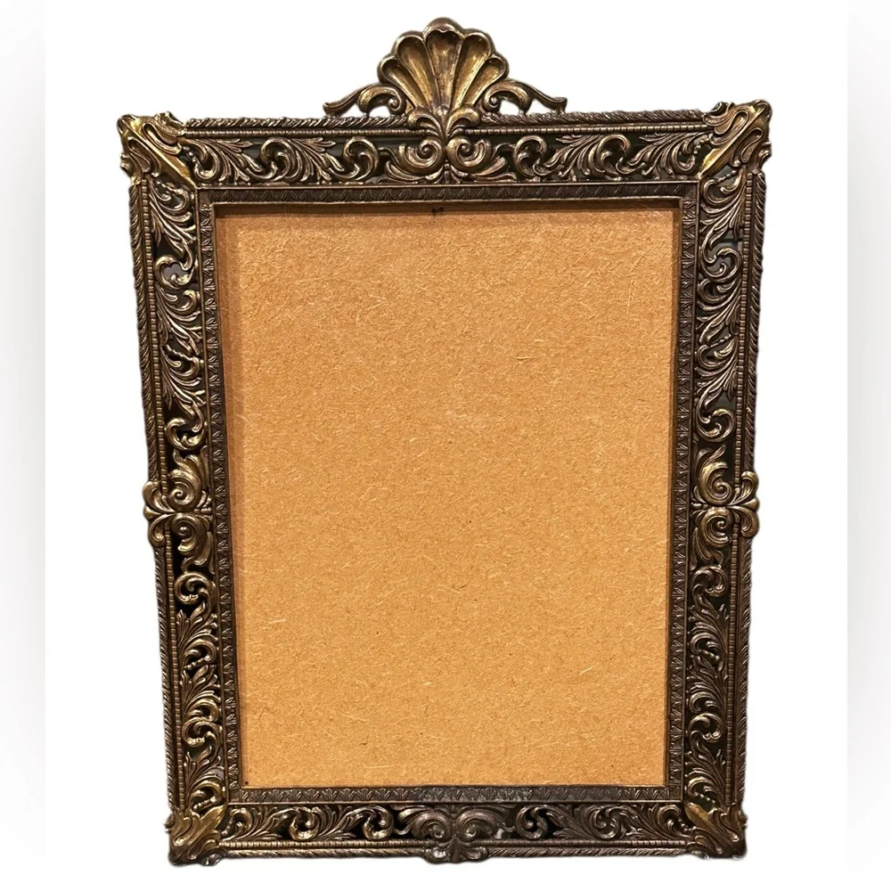 Antique brass Ornate Frame huge scroll work made Italy Picture Frame Red Velvet