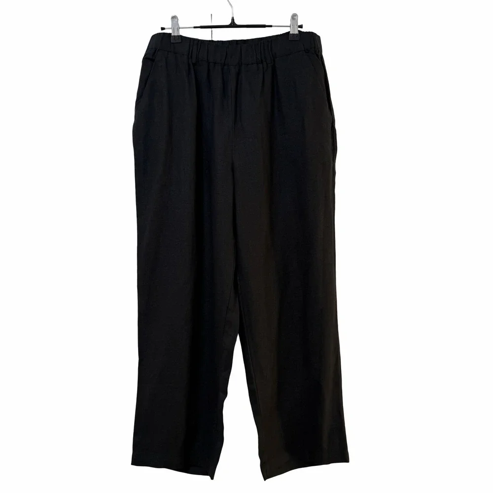 Quince Womens 100% European Linen Pants Size‎ L Black Coastal Resort Vacay NWT
