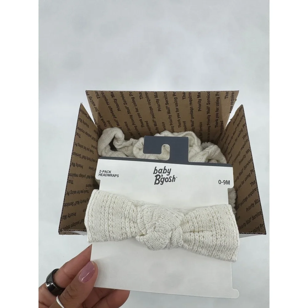 Baby Bgosh 1 Pack Headwraps Cream Ivory Textured Knit Knotted Headbands 0-9M