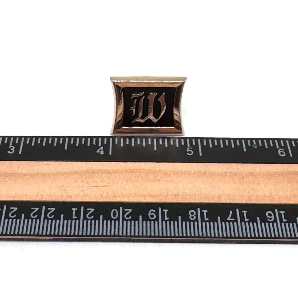 Vintage Hickok Black and Goldtone 'W' Monogram Cufflinks and Tie Clip Set
