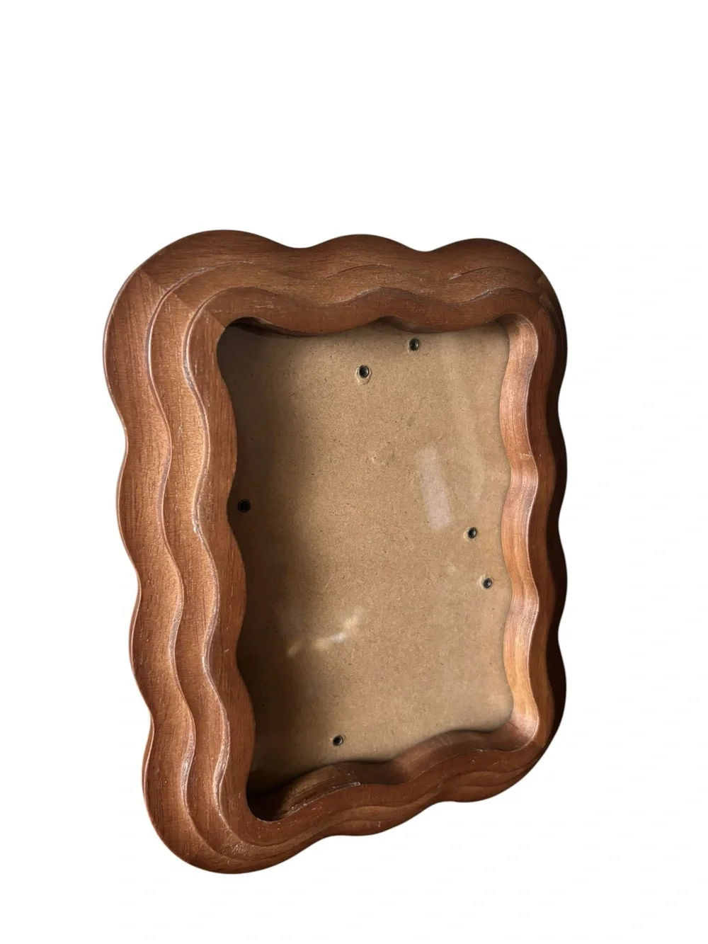 Rachel Zoe 5X7 scalloped retro wavy tiered design natural wood picture frame