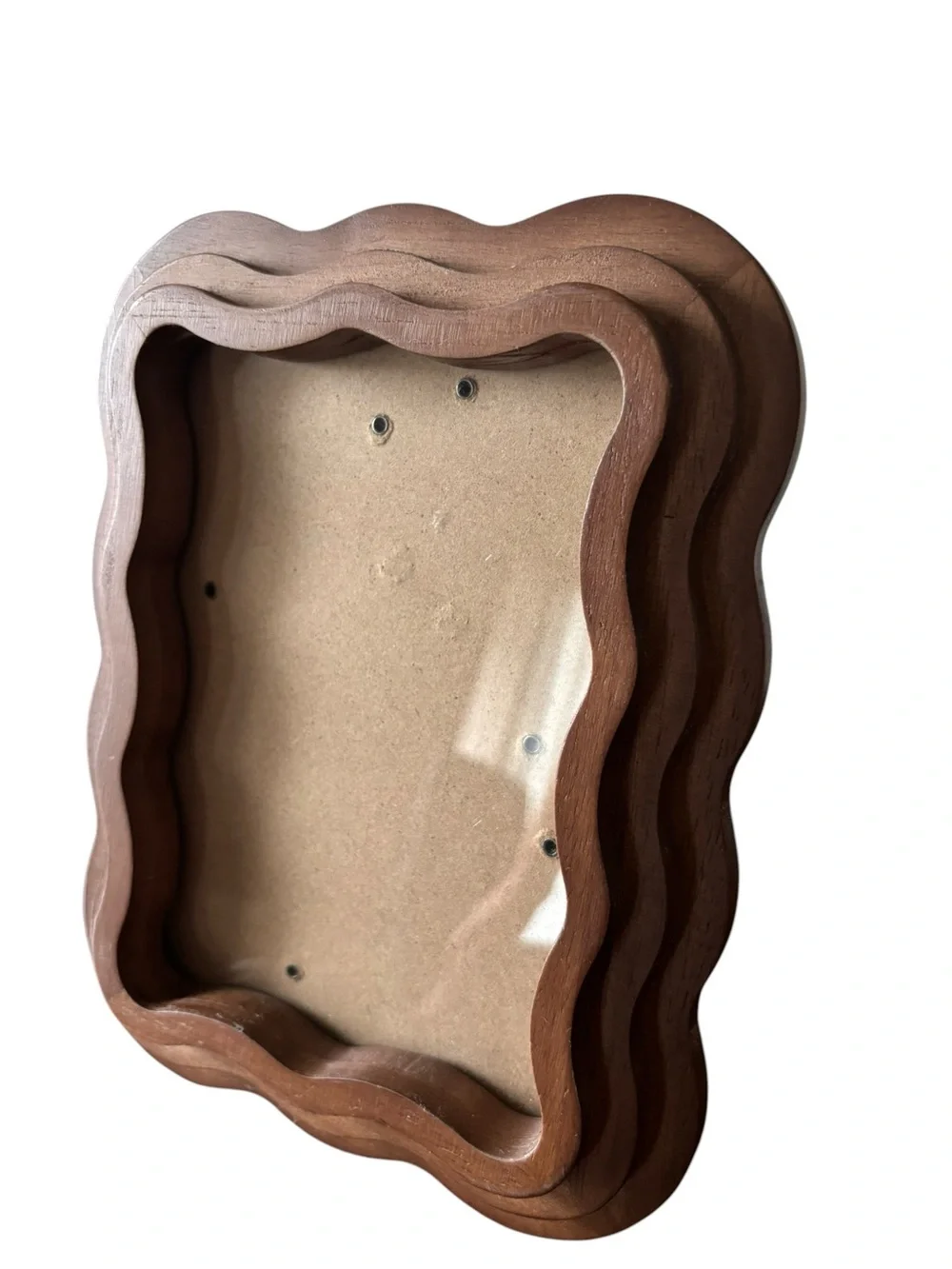 Rachel Zoe 5X7 scalloped retro wavy tiered design natural wood picture frame