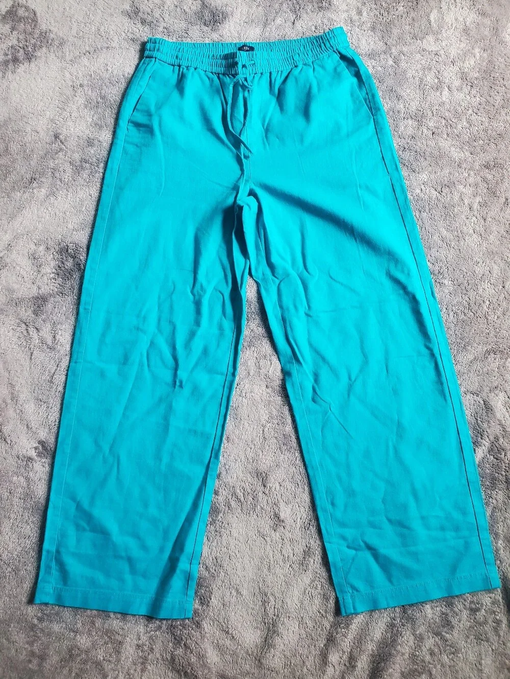 *NWT* J. Crew QBright Teal Linen-Blend Slim Wide-Leg  Drawstring Joggers