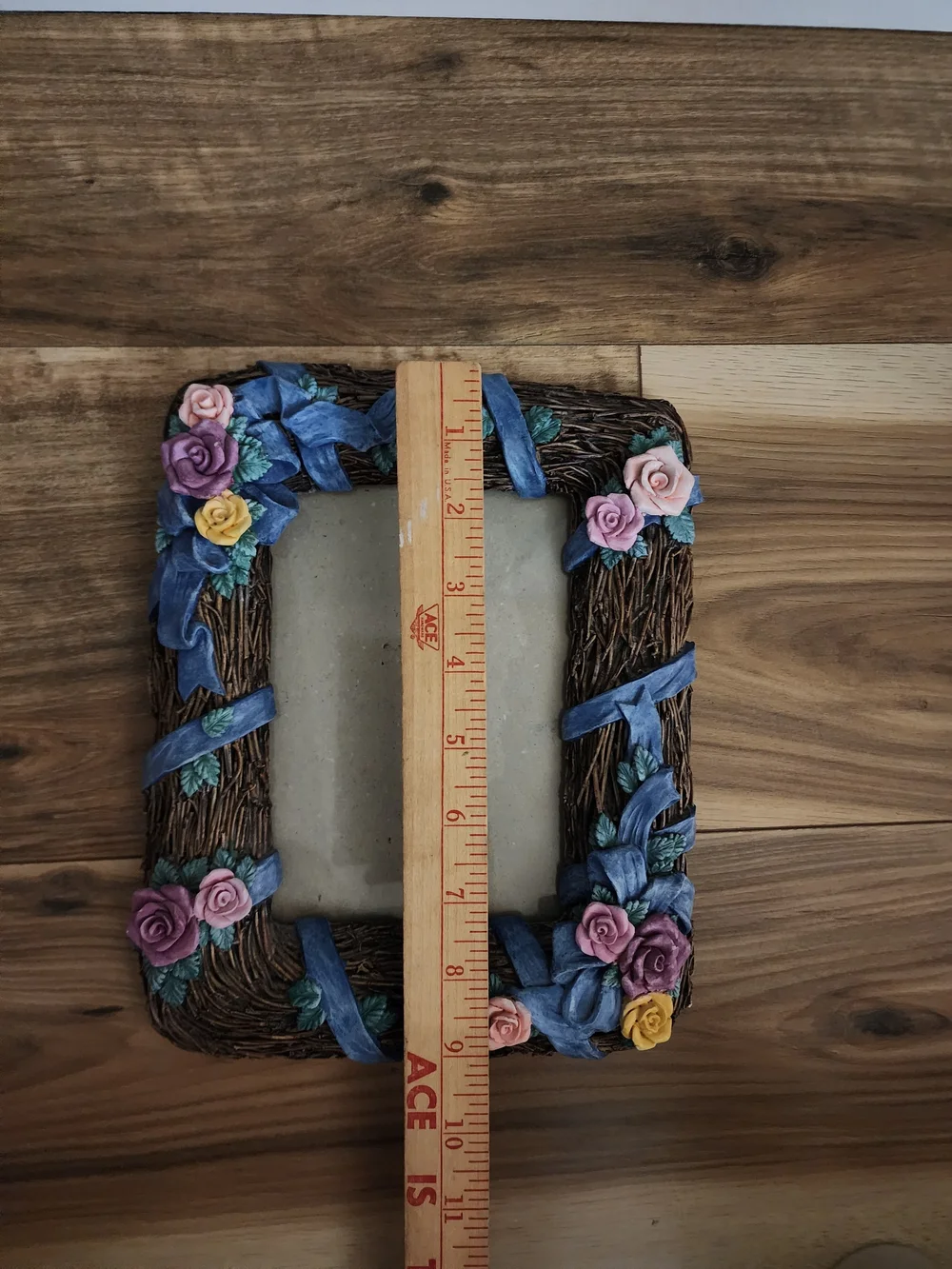 Vintage 1990 Figi Graphics 5x7 Floral Rose Ribbon Picture Frame With Glass
