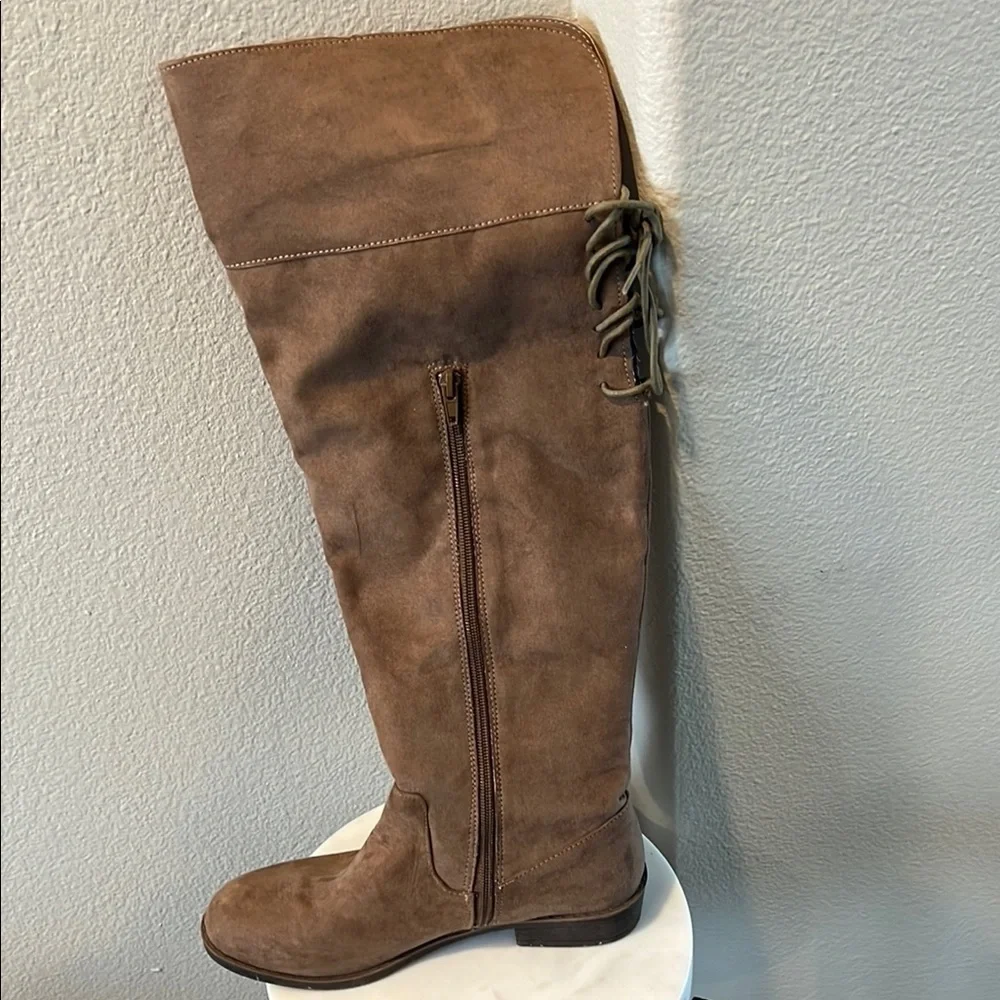 Madden Girl Brown Over the Knee Boots with Suede Finish