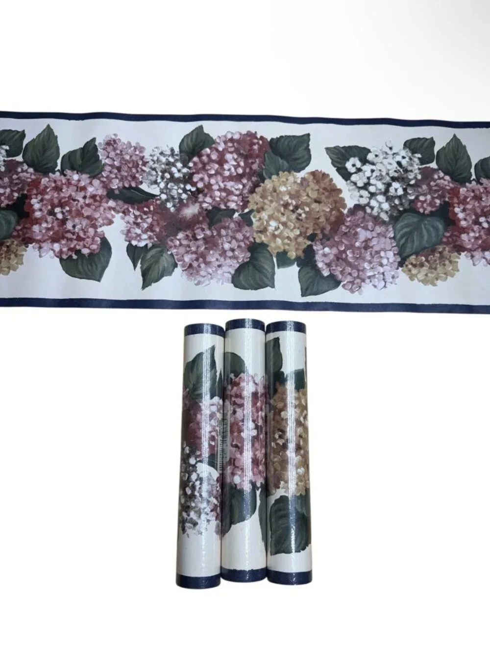 Vintage Wallpaper Border Hydrangea Cottage Core French Sunworthy 3 Rolls New