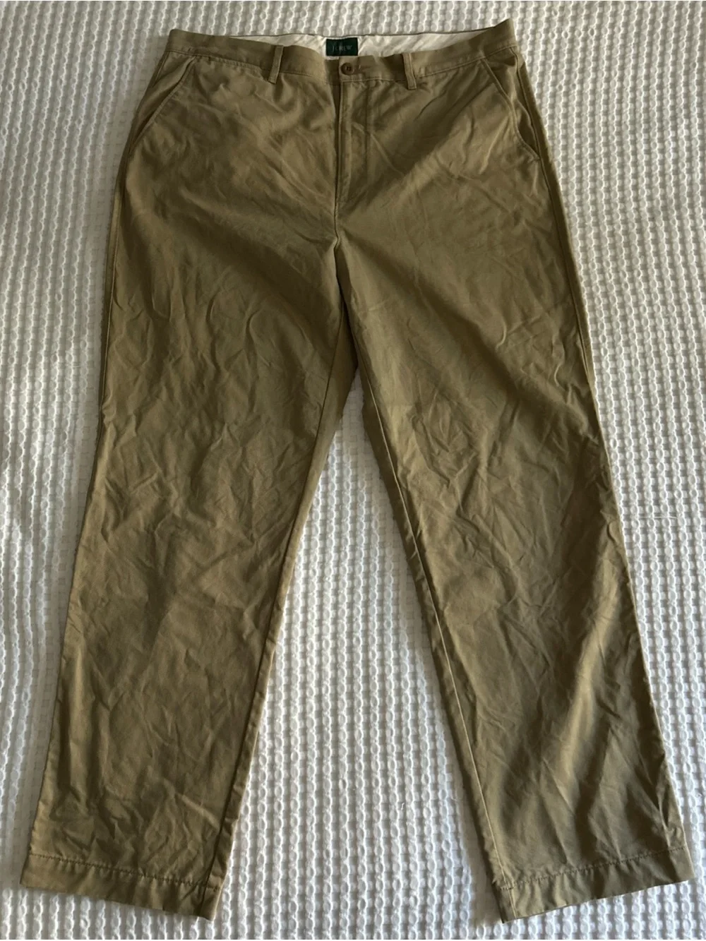 J.CREW Men's Khaki Beige 100% Cotton Oarsman Casual Pants 36x32 Classic Fit