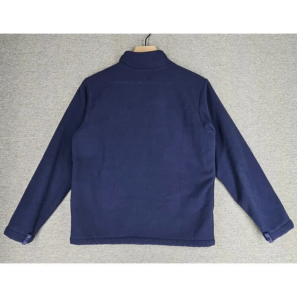 THE NORTH FACE FULL-ZIP FLEECE JACKET – SIZE L – NAVY / GRAY – BRIGHT BLUE LOGO