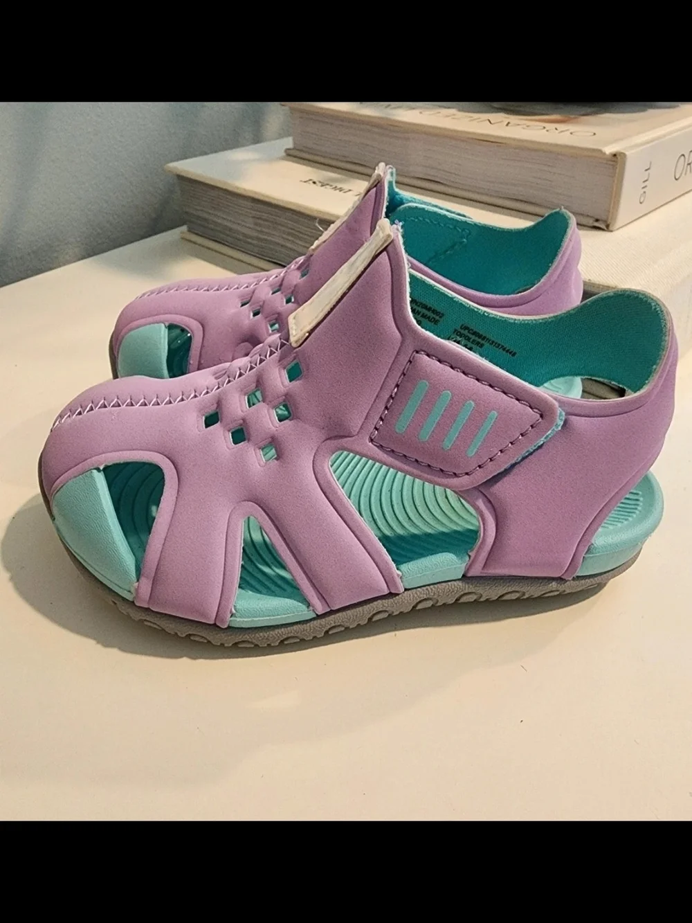 wonder nation Lavender and Teal Kids Hook-and-Loop Sandals
