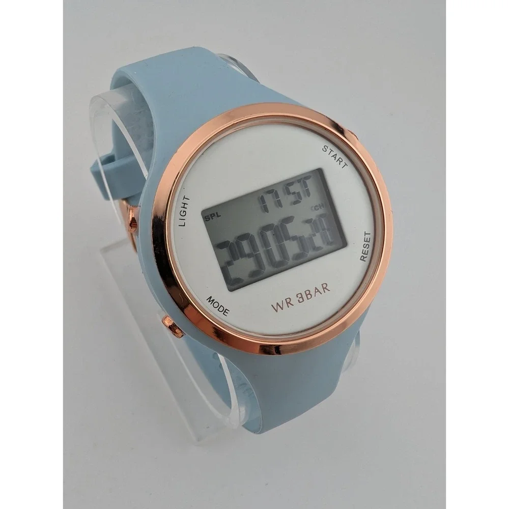 XCZAP Digital Watch Women 38mm‎ Case Light Blue Silicone Band- New Battery