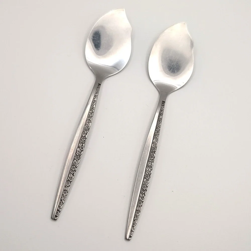 Coventry Bouquet Stainless Japan Floral Jelly Jam Spoons Set of 2 Vintage 6