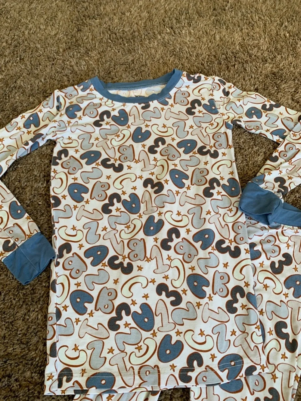 Dream Big Little Bamboo Pajamas Set 7/8 Letters Numbers Comfort Pjs