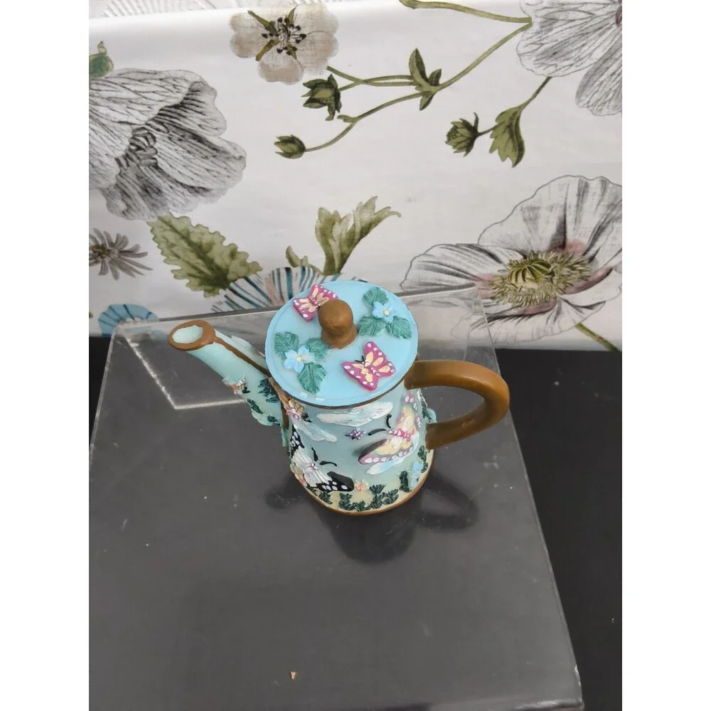 Vintage Miniature Butterfly Teapot with lid 4