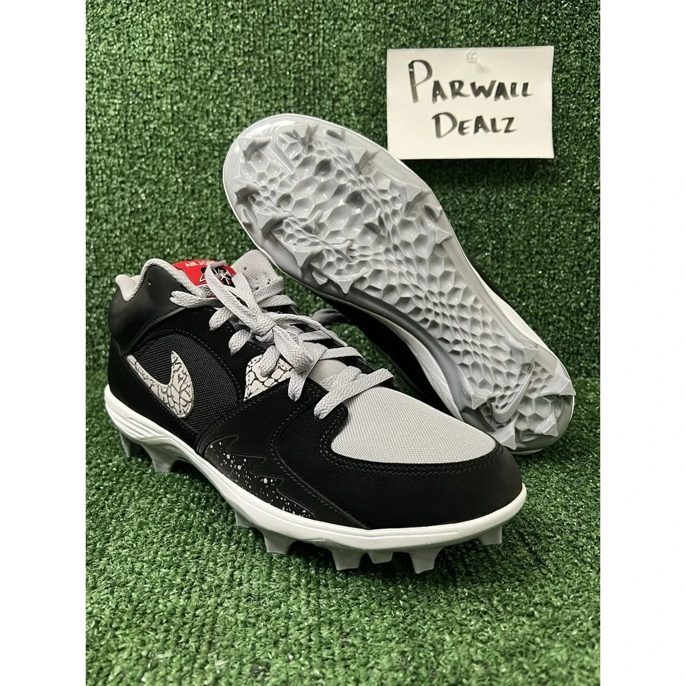 Nike Air Jordan Stadium 90 Low TD Black Cement Football Cleats Sz 8.5 HQ0210-060