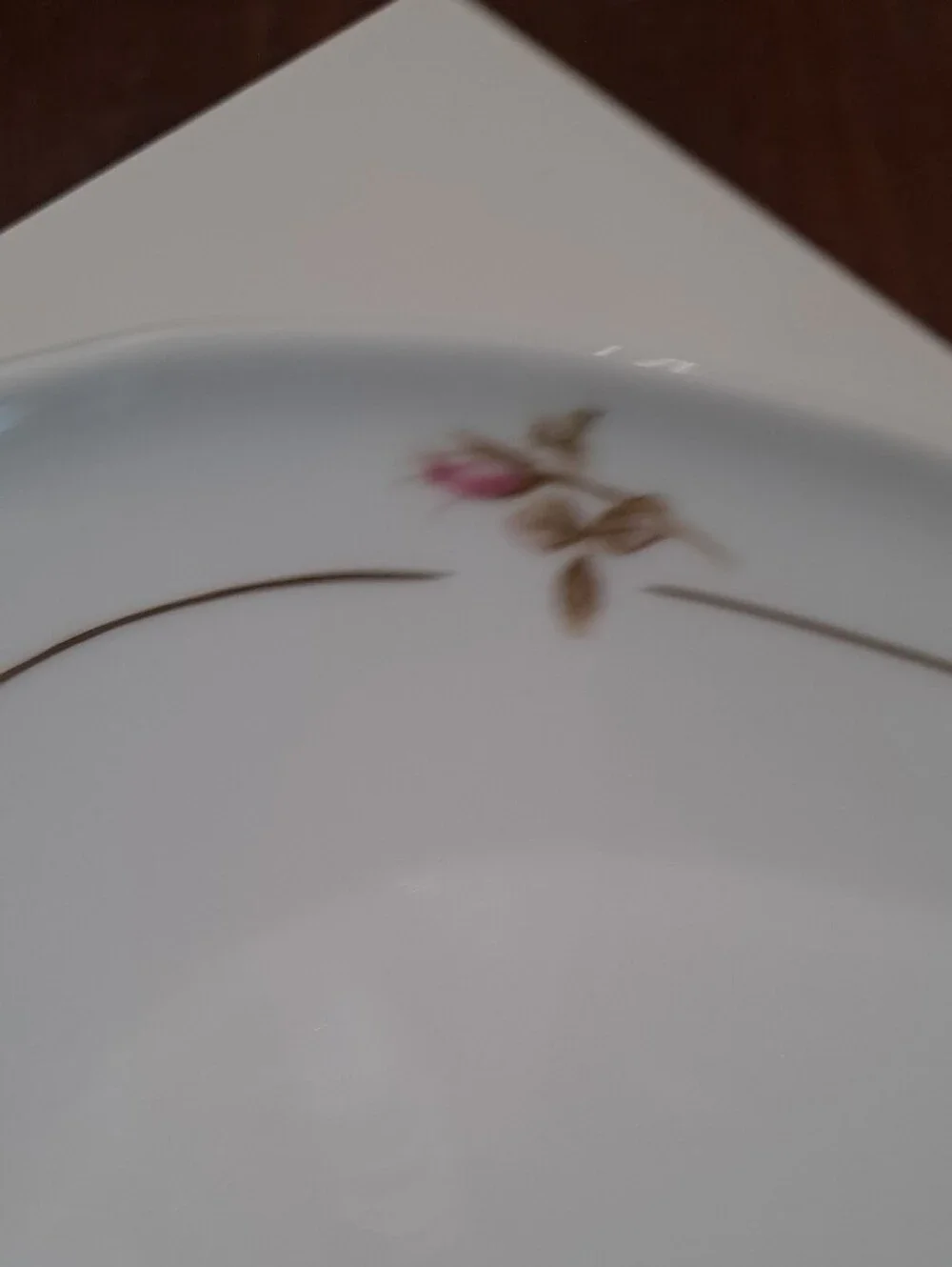 VINTAGE White Floral Porcelain Serving Platter with Pink Roses