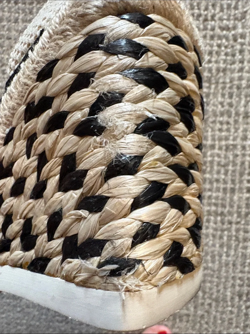 Vince Camuto- Black and Tan Woven Espadrille Wedge Sandals Ankle Ties size 6 1/2