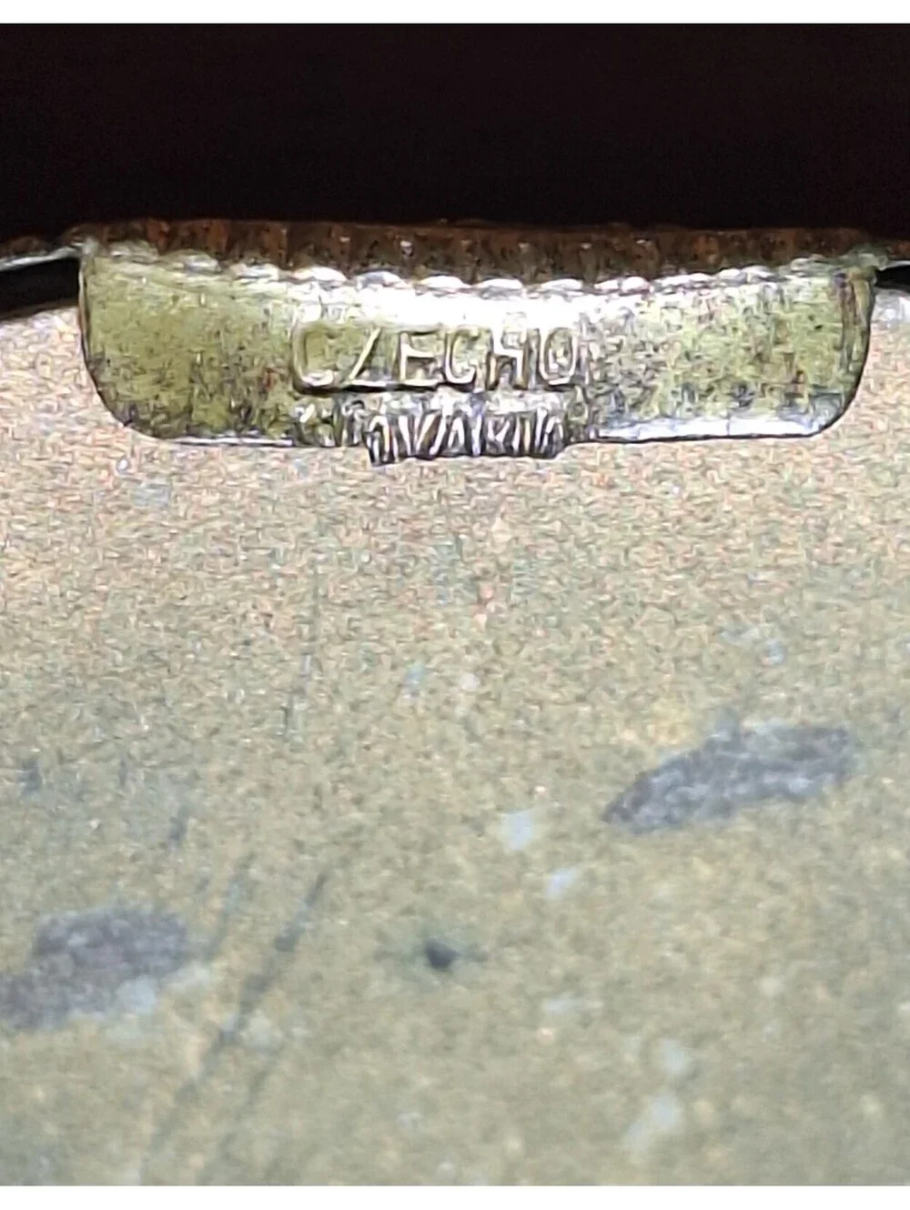 Antique Early  CZECHOSLOVAKIA Tin Silver-Tone Oval Photo Picture Frame Pressed