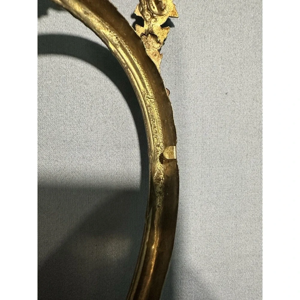 VTG Louis XVI 19th Century Brass Oval Frame Ornate Ribbon