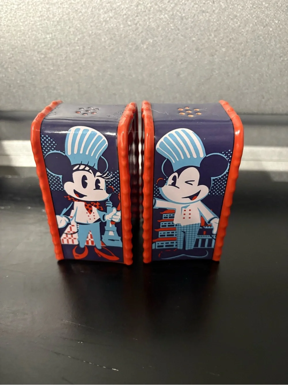 Disney Navy Blue and Red Mickey Mouse Chef Salt and Pepper Shakers