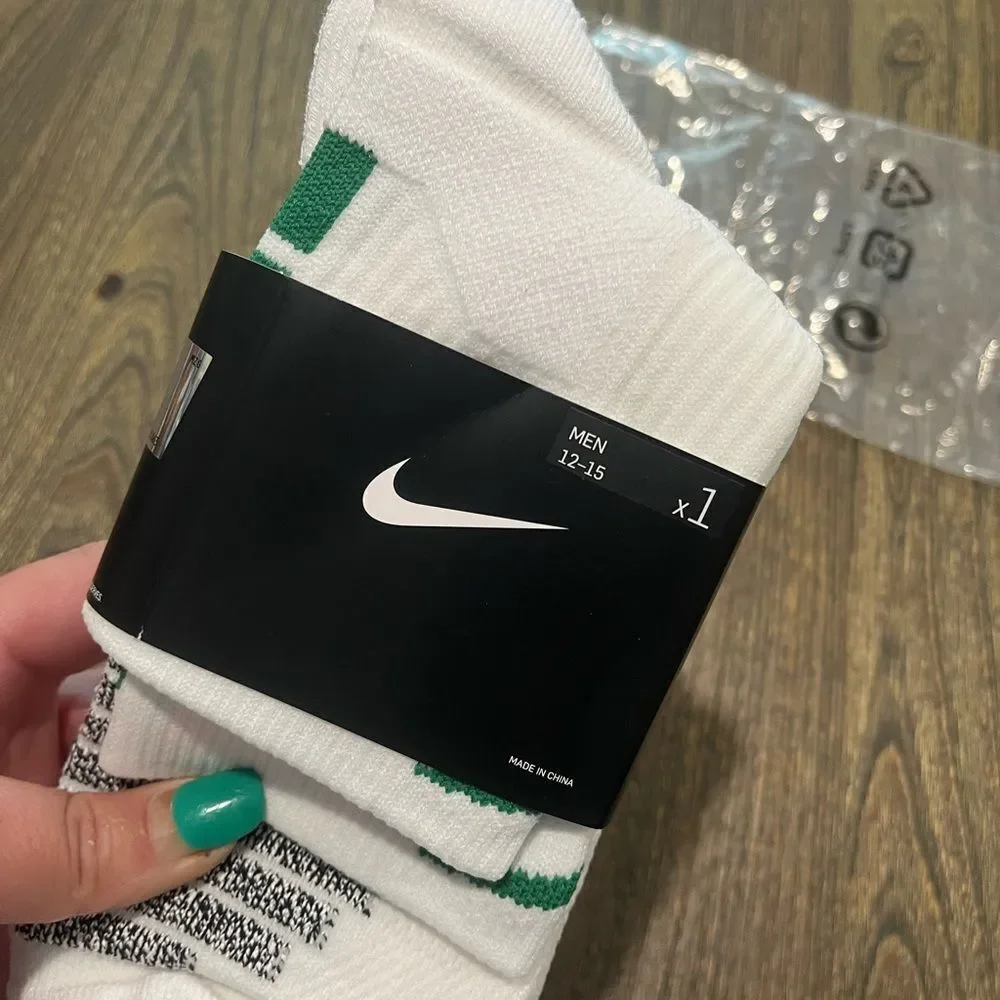 NWT Nike Mens Swoosh NBA Authentic Team Issued Ankle Socks White Green Size XL