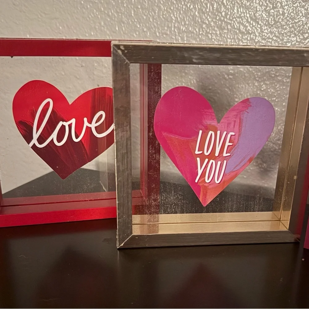 Set of 4 Love Heart Shadow Box Frames | Valentine Decor | Customizable Wall Art