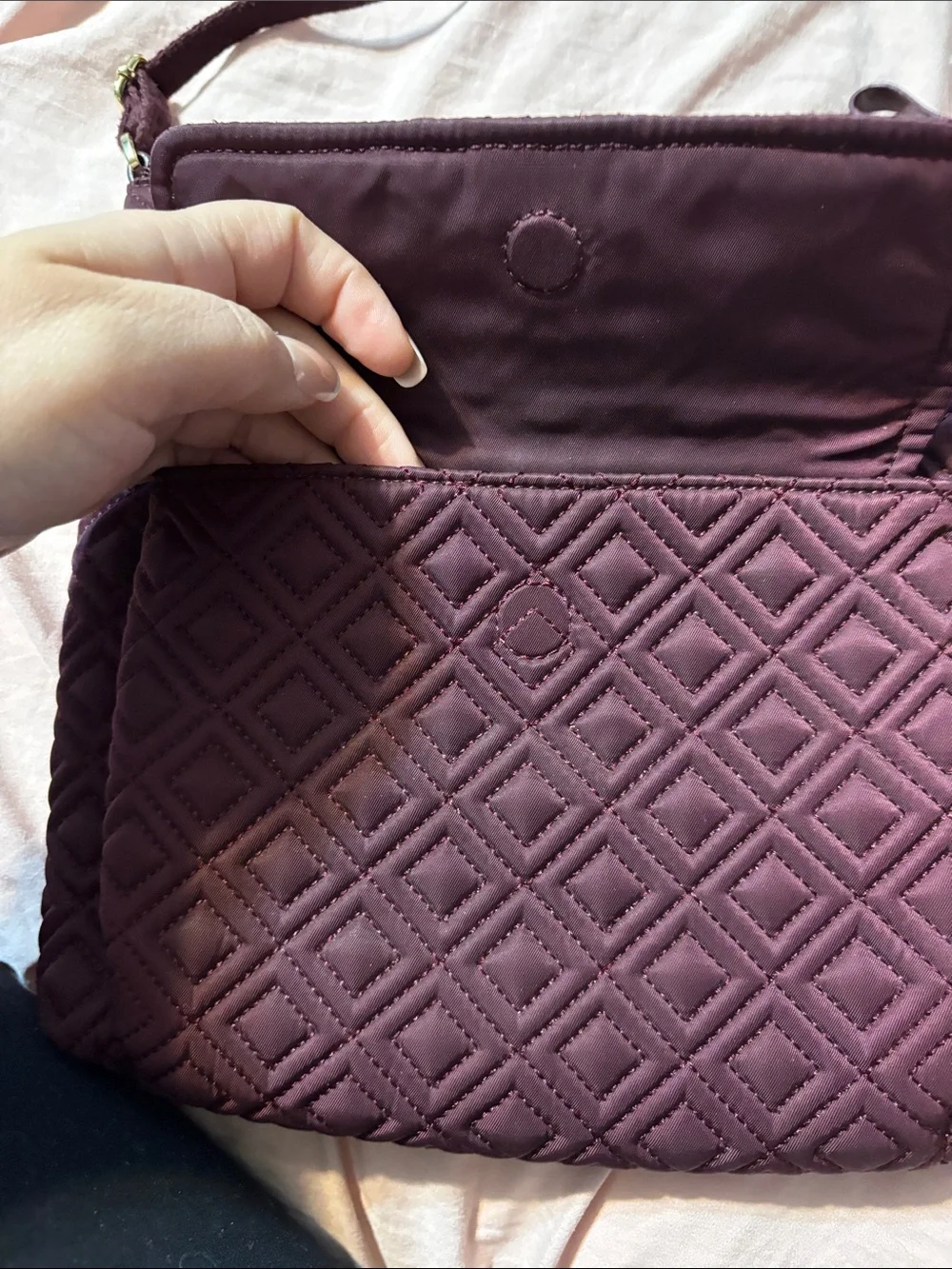 Tory Burch Quilted Crossbody in Plum
