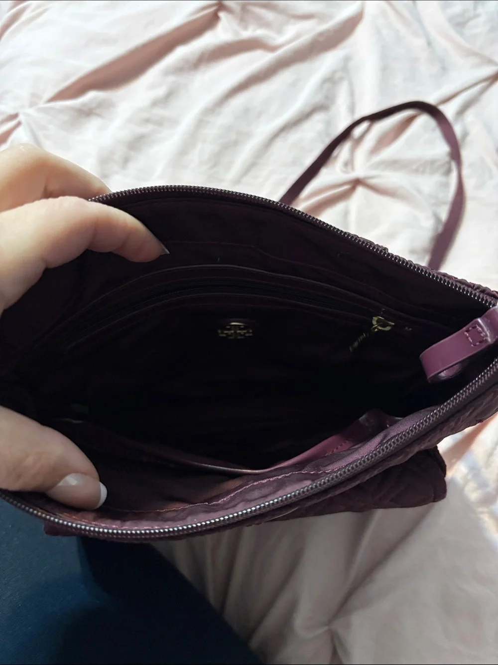 Tory Burch Quilted Crossbody in Plum