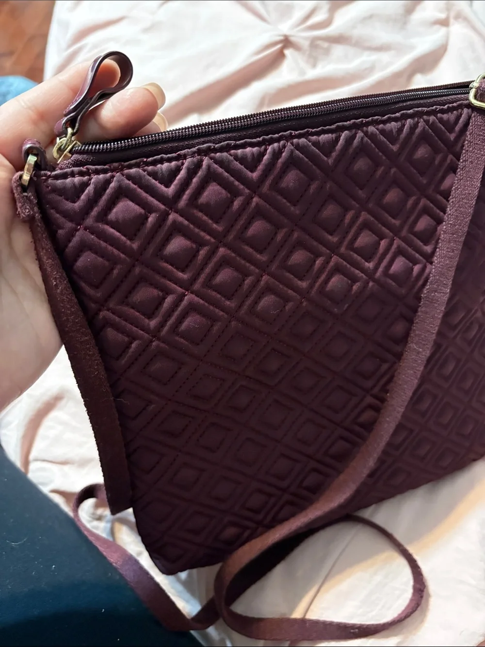 Tory Burch Quilted Crossbody in Plum