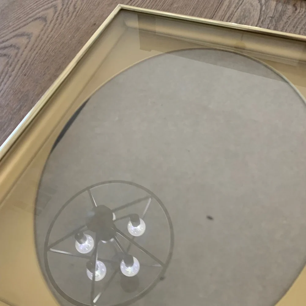Gold Metal Picture Frame 9x11 Oval Shadow Box Velvet Backing Tabletop Wall Mount