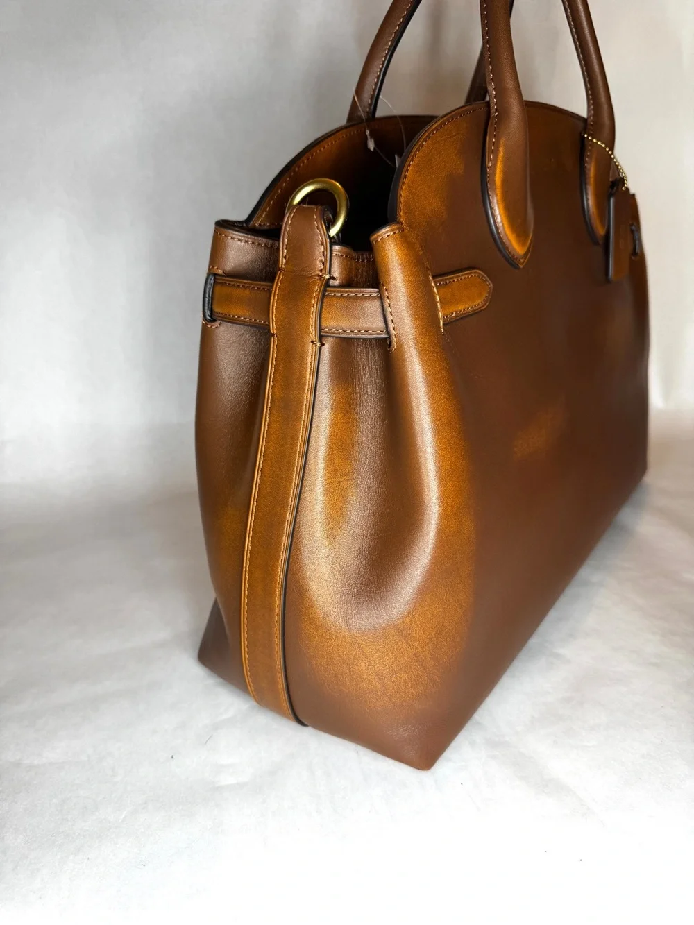 Coach Soft Empire 40 Satchel – Loved Leather Brown | NWT | Complete Set