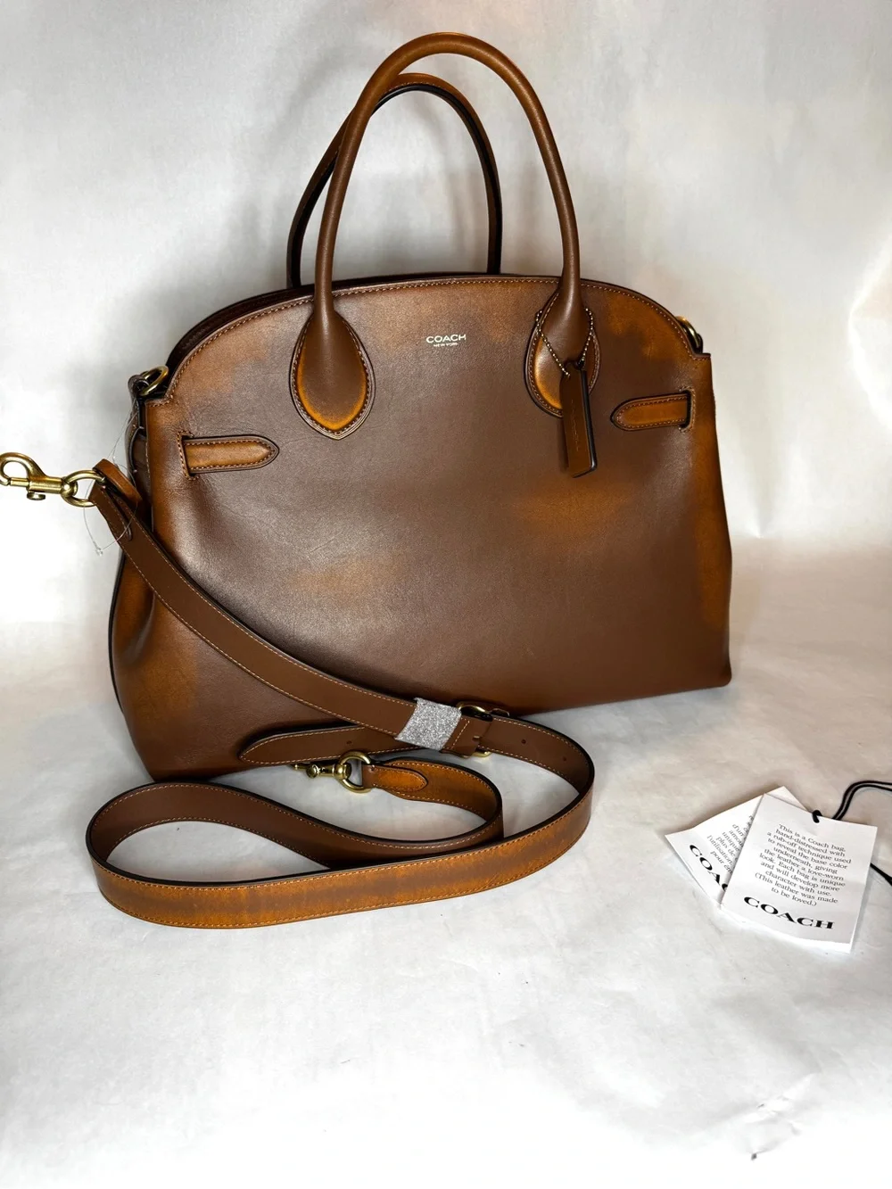 Coach Soft Empire 40 Satchel – Loved Leather Brown | NWT | Complete Set