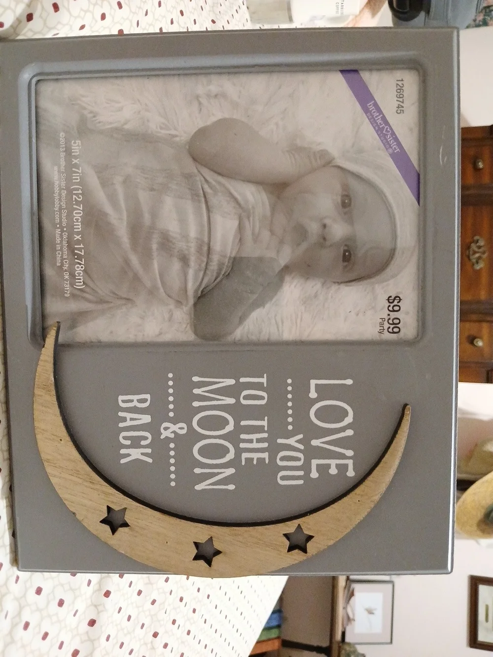 Love You to the Moon & Back Gray and Wood Picture Frame