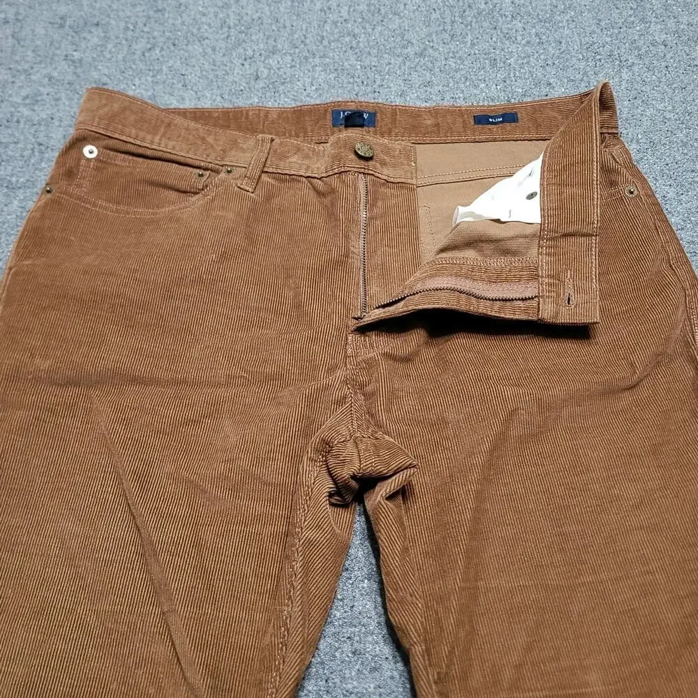 J Crew Pants Mens 34x34 Golden Brown Flex Slim Corduroy Jeans Stretch Preppy