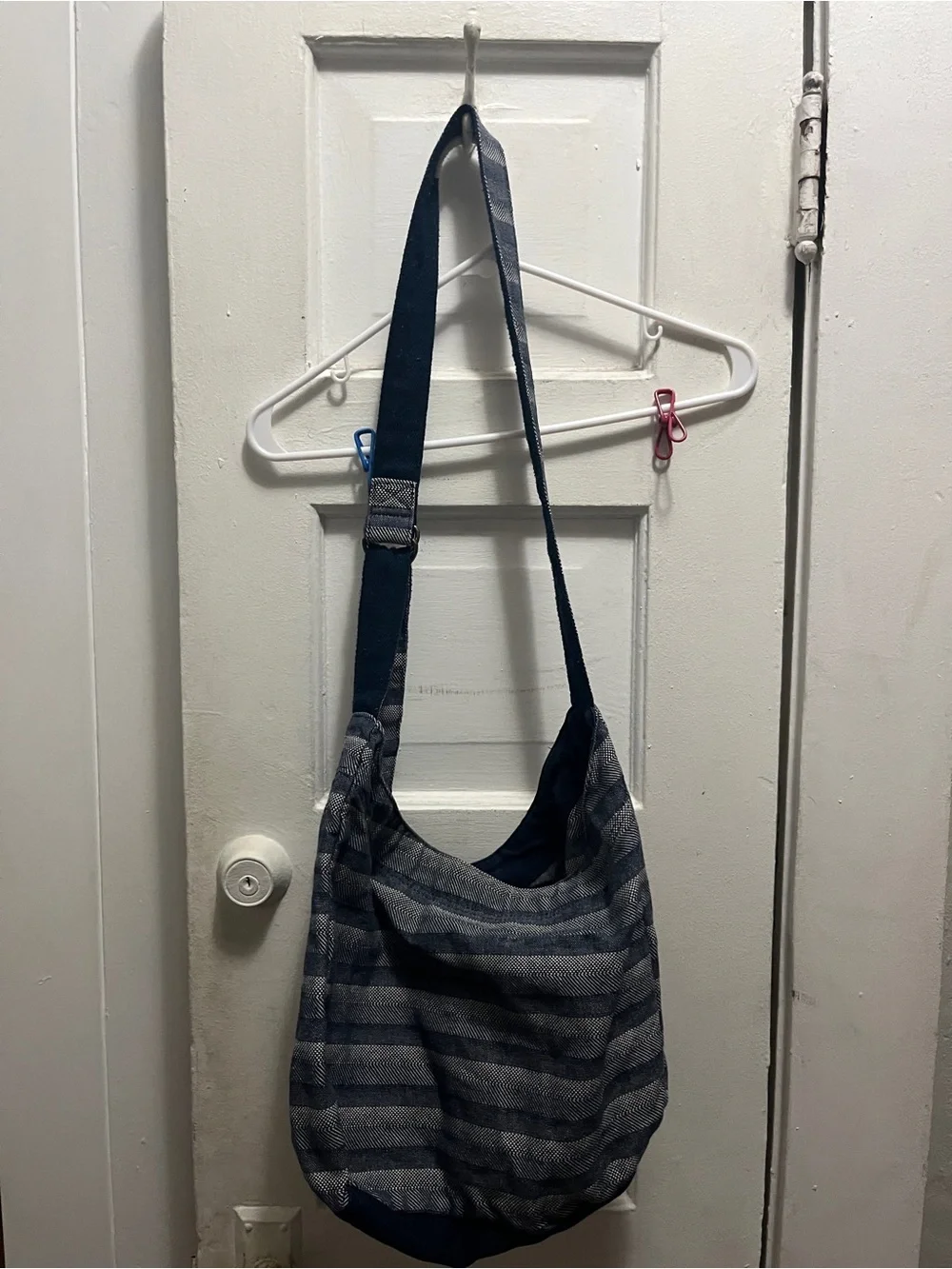 Striped Navy Hobo Shoulder Bag