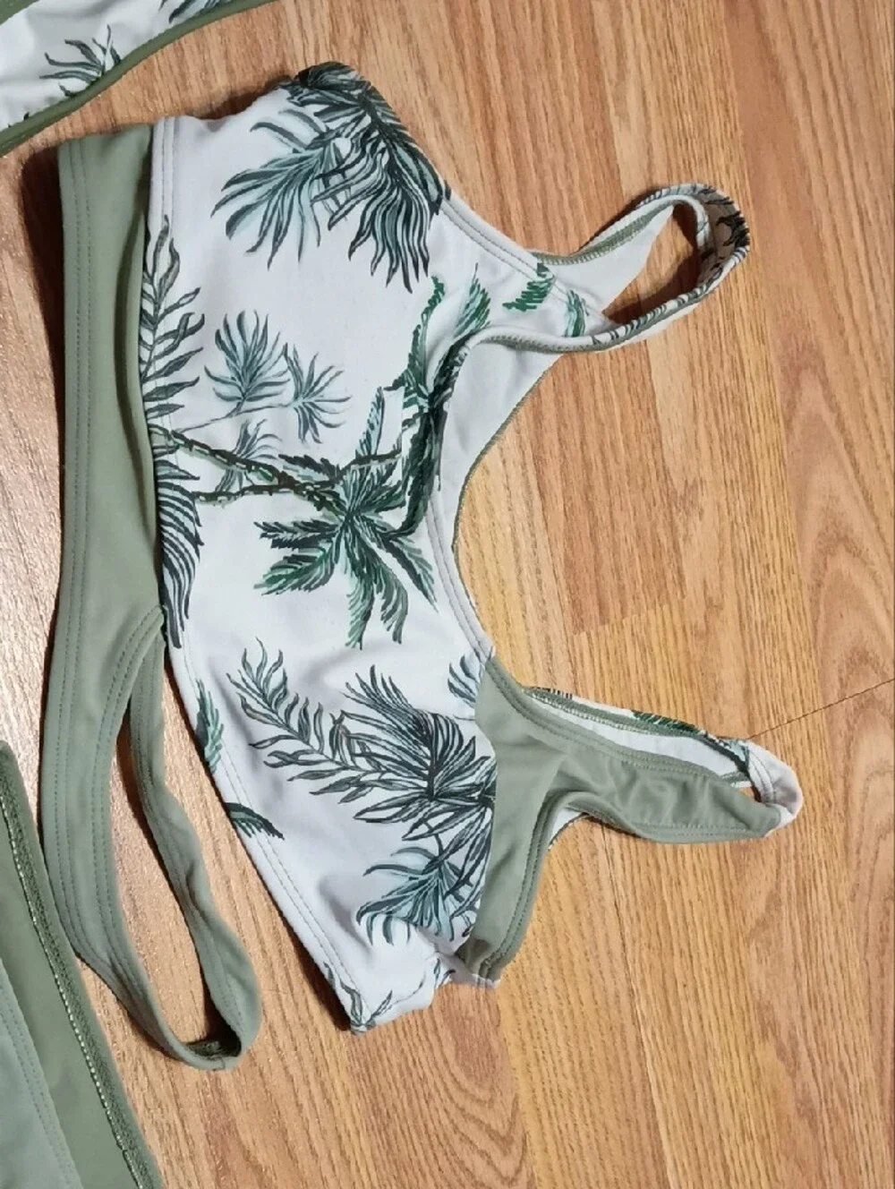 Green Palm Print Two-Piece Bikini Set