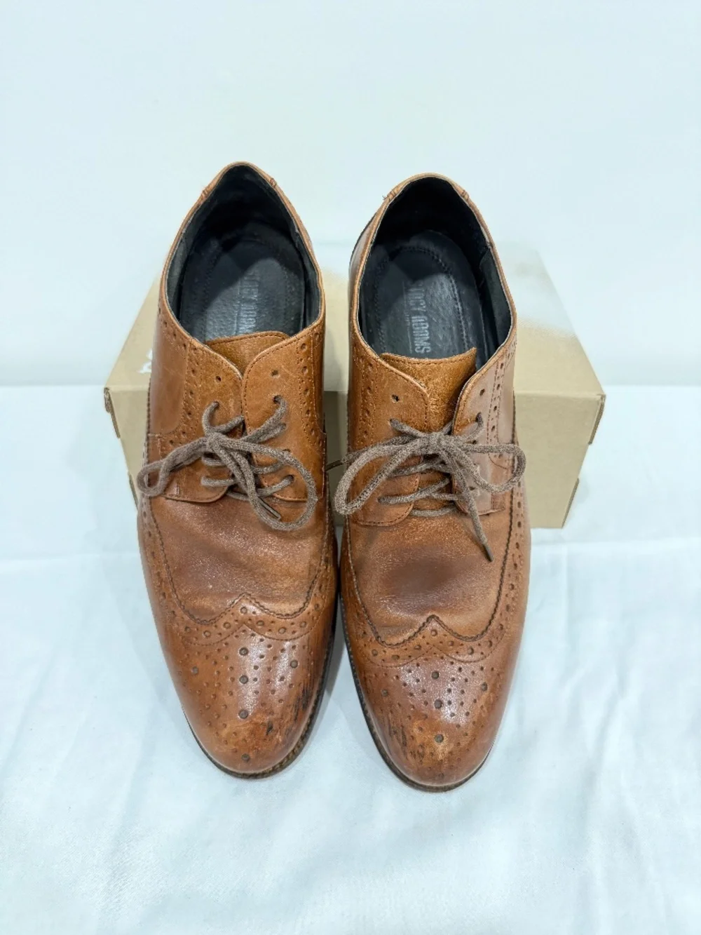 Used W/O Box! Men's Stacy Adams Leather Brown Tan Derby Dress Shoes Size 11