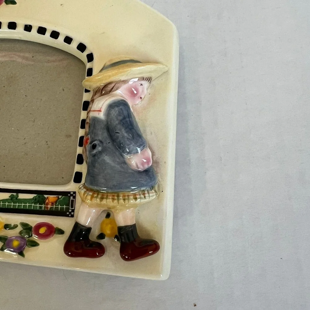 Vtg Mary Engelbreit Pals Ceramic Photo Frame 1994 Michel & Co Cottagecore Cute