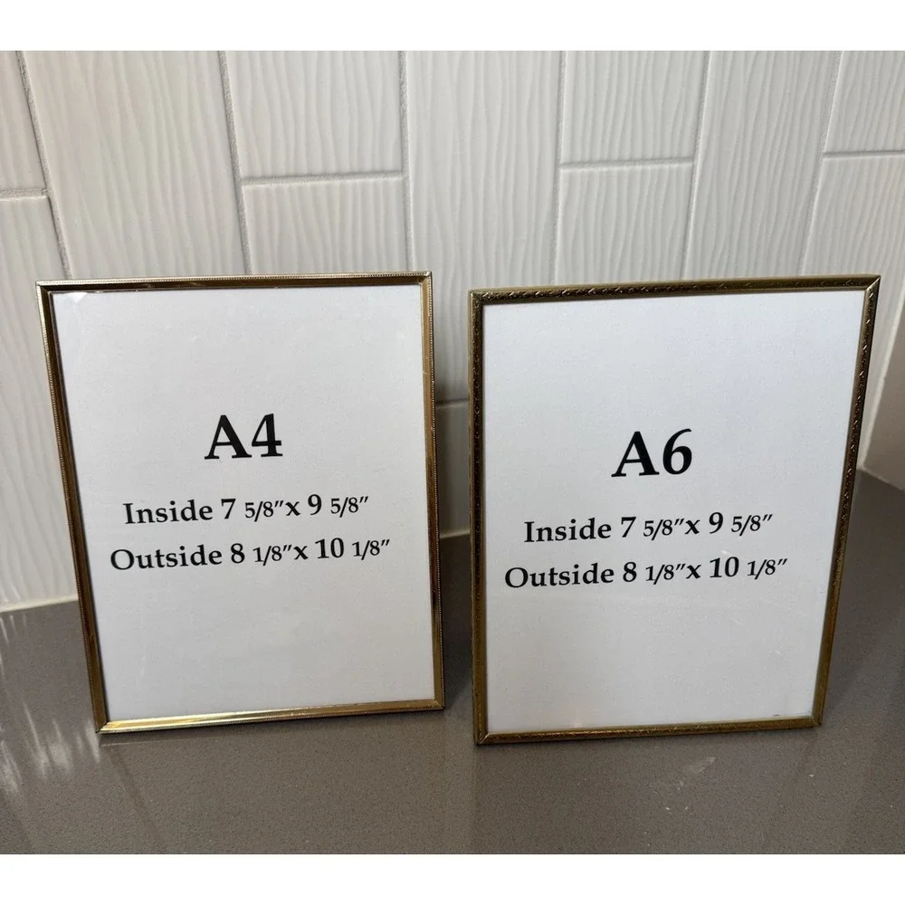 Lot of 2 Vintage MCM Hollywood Brass Metal Picture Frame Gold Tone 8 x 10 GUC