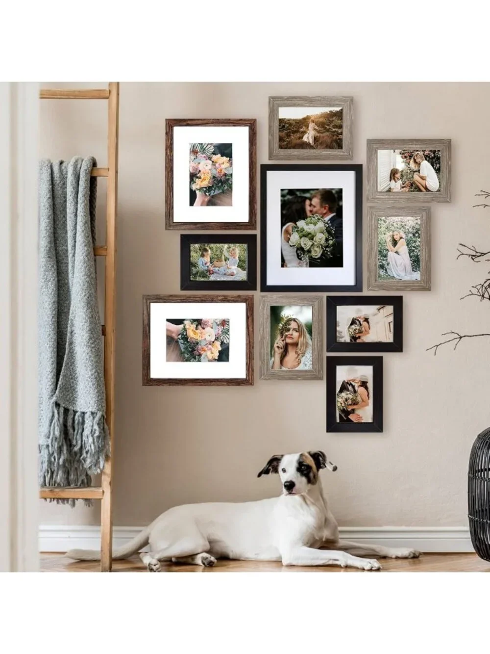 Gallery Wall Frame Set - 10 Collage Picture Frames in 11x14, 8x10, 5x7, 4x6