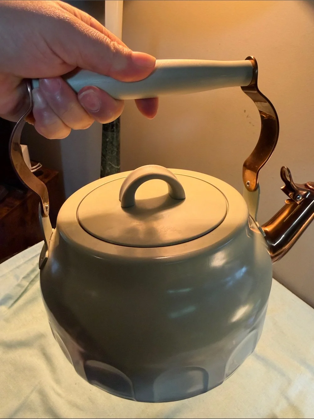 Hearth& Hand Magnolia Stainless whistling tea pot 🫖 kettle sage green