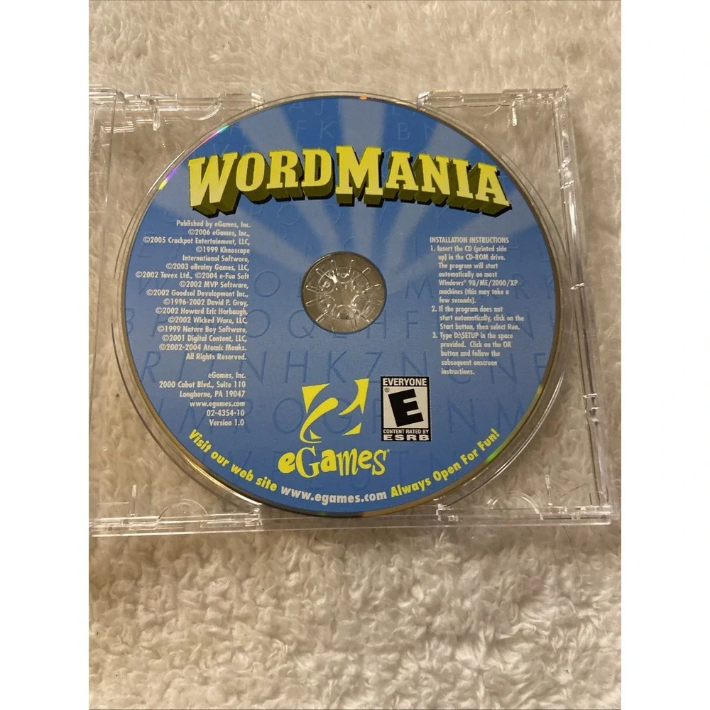 Word Mania PC CD ROM Game Egames 2005 Disc Only Vintage