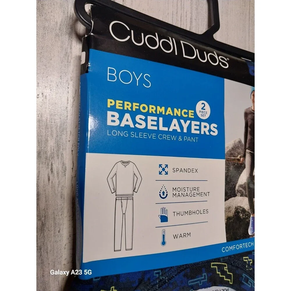 Cuddl Duds Boys 2 Piece Performance Base Layer Set Size Large 12/14